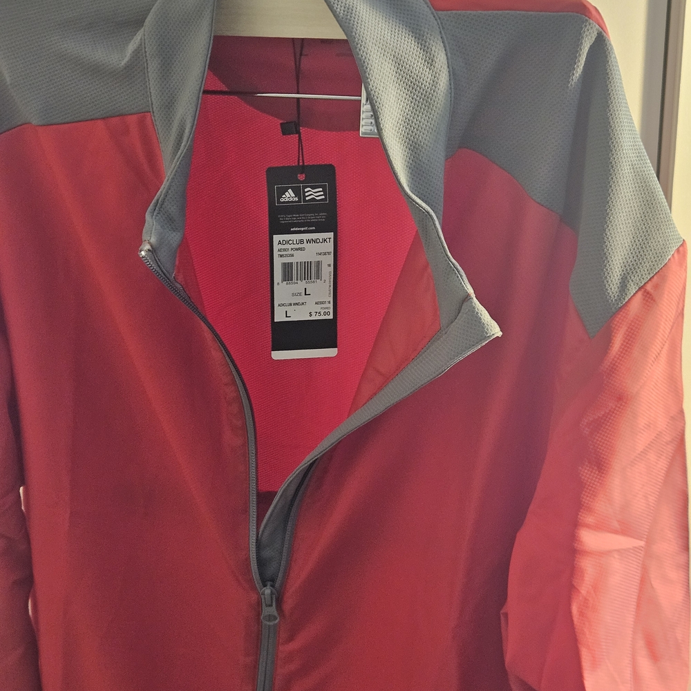 Men's Adidas Red and Gray Windbreaker Jacket